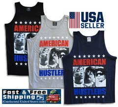 Tank Top America Hustle Hip Hop Graphic Screen Print Muscle Sleeveless Cotton