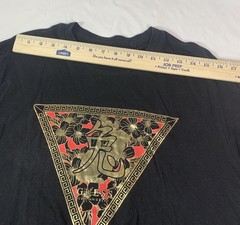 Guess LOS ANGELES Black Gold Foil Triangle Logo Graphic T-Shirt XXL