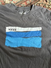 GoPro gray t-shirt blue graphic and logo size small made in usa good condition