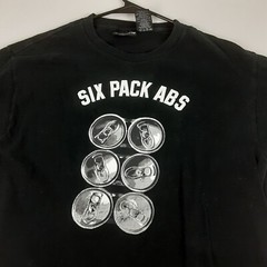 Six Pack Abs Shirt Adult Large Black Humor Beer Dad Fat Chubby Workout Mens