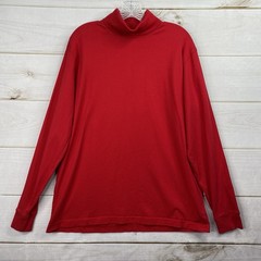 Lands’ End Long Sleeve Turtleneck Shirt Mens L 42/44 Super T Red Classic Holiday