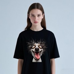 Unisex Border Collie T-Shirt-Hyper Pup Portrait Casual Graphic Tee Free Shipping