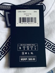 NWT Casa Moda Couture White Black Diamond Geometric Pattern Tee Unisex Men Sz S