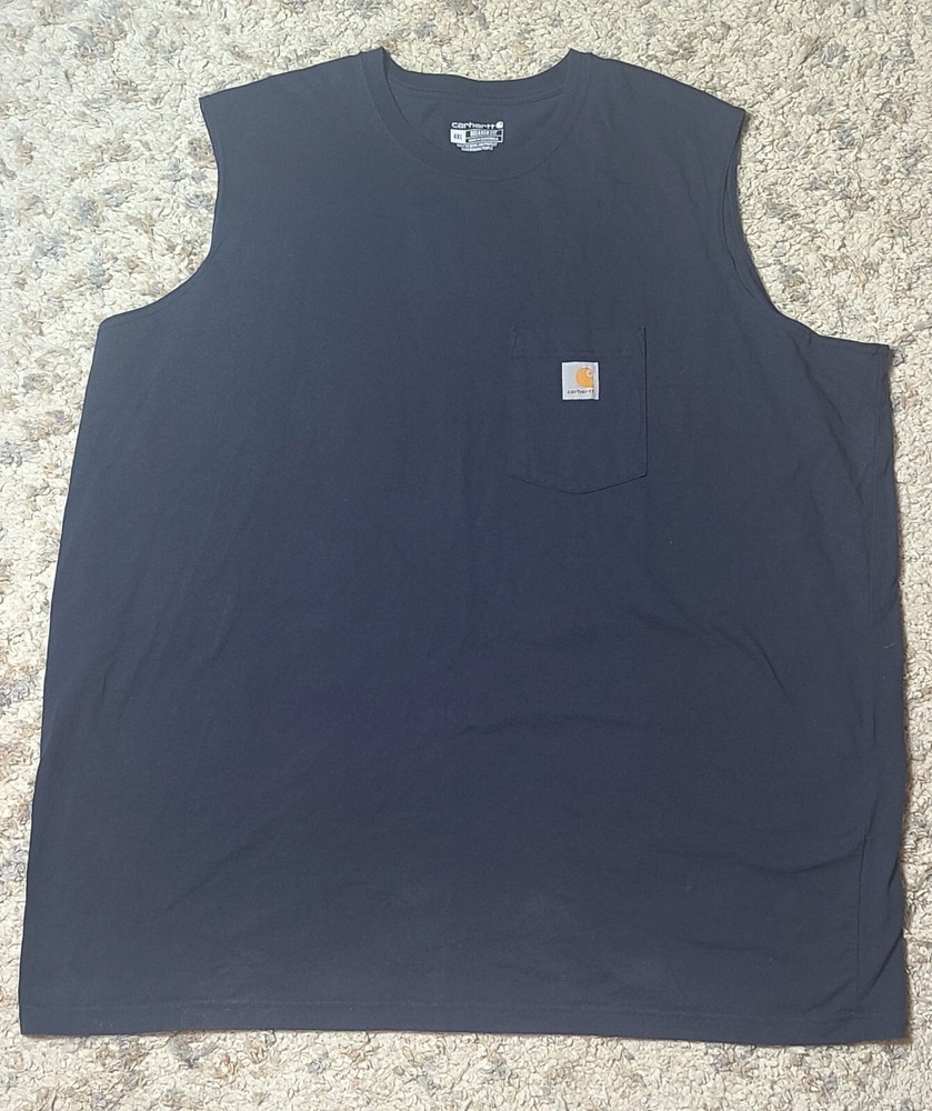 Carhartt Men’s 4XL Relaxed Fit Sleeveless Navy Blue Pocket T-Shirt
