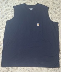 Carhartt Men’s 4XL Relaxed Fit Sleeveless Navy Blue Pocket T-Shirt