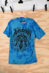 Affliction Blue Crystal Wash Tie Die Double Sided T-Shirt Size XL