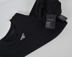 Men’s Prada Black Cotton T-Shirt M | Minimal Metal Detail