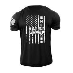 Men’s One Nation Under God T-Shirt Patriotic USA Flag Tee