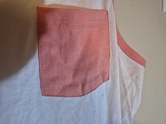 Blue Crown Men’s White Tank Top Pink Trim Pocket Scoop Neck Sleeveless S