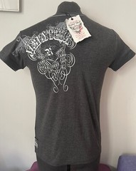 Rusty Neal short sleeve men’s stretch T-shirt print print M slim New gray