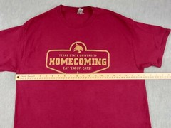 Texas State Bobcats T Shirt Adults Sm Maroon Gold Homecoming Eat’Em Up, Cats!