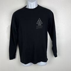 Vans Long Sleeve Shirt Men Small Black Classic Fit Solid Graphic Tee Skateboard