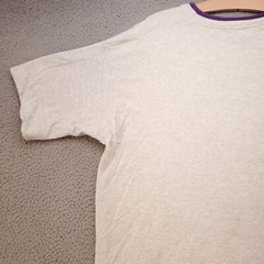 Vintage Fruit Of The Loom Shirt Mens XL Gray Purple Cuff 90s Skater Ringer USA