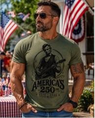 Funny Abraham Lincoln Guitar Shirt, America 250th Anniversary Tee, 4th of July