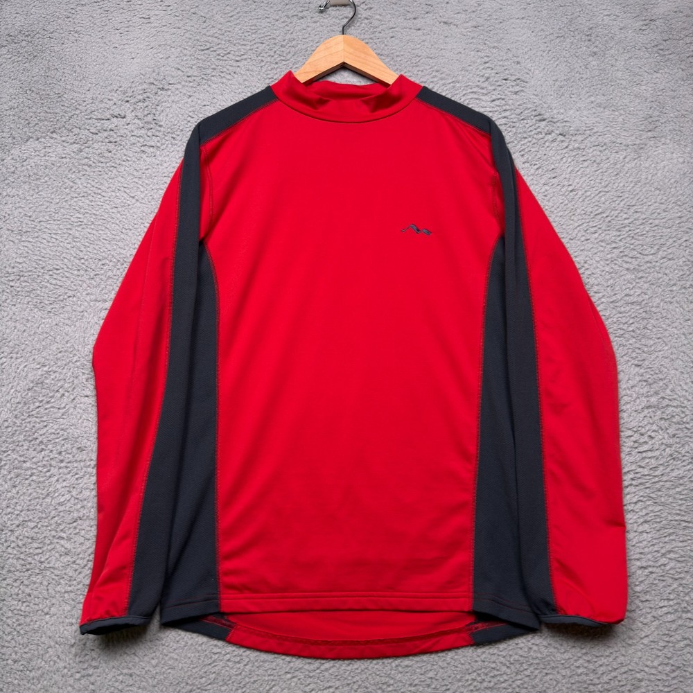 LL Bean Shirt Mens Medium Tall MT Red Gray Base Layer Outdoor Performance Hiking