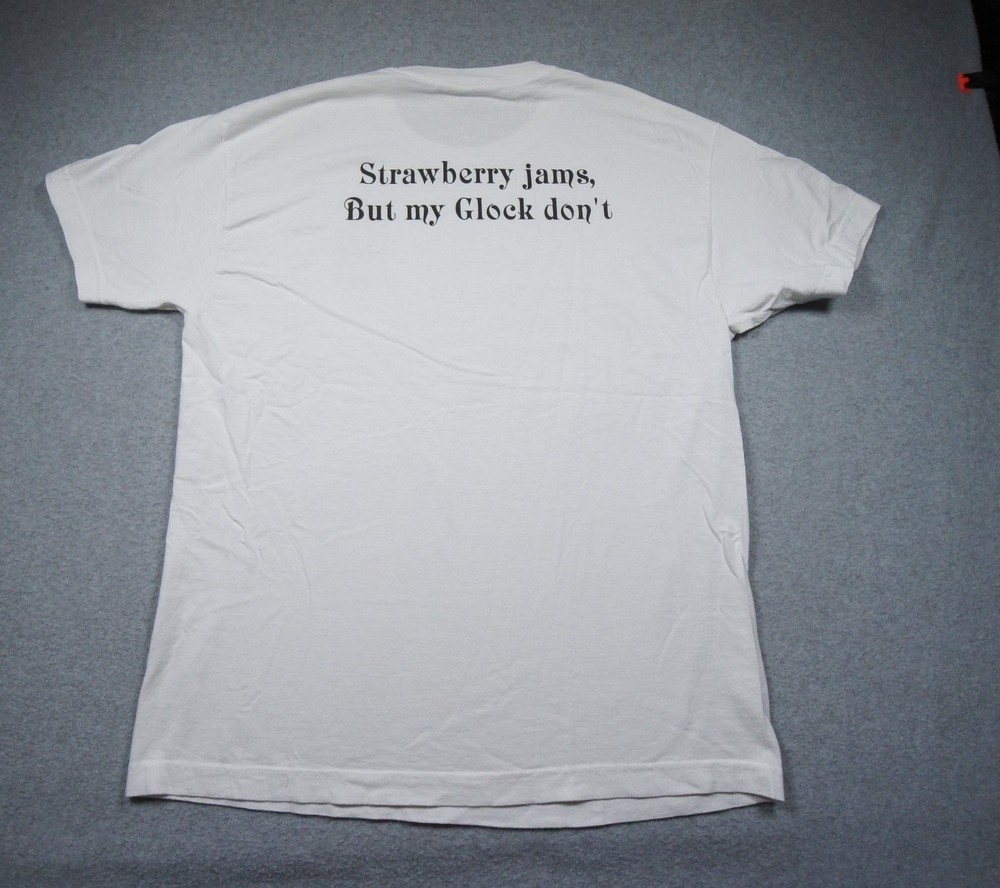 Strawberry Shirt Mens Large White Ben Baller Strawberry Jams But My Glock Dont