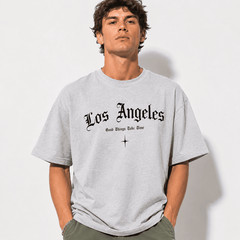 Los Angeles Gothic Letter T-Shirt Old English Streetwear Casual Tee