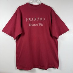 VTG Alabama Crimson Tide Gothic Embroidered Single Stitch Tshirt Size XL Red USA