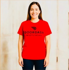 DoorDash Delivery Driver Red T-Shirt Men’s Size M Graphic Logo Pre-Owned