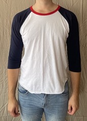 LAT Men’s Size L Red White & Blue 3/4 Sleeve Baseball Raglan Tee