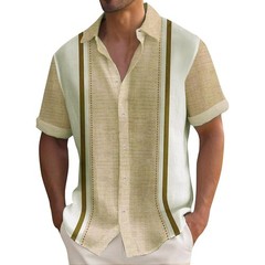 Men’s Casual Short Sleeve Guayabera Cuban Beach Wedding Button-up Dress Shirt