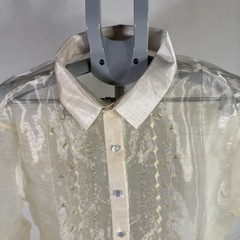Barong Tagalog Formal Wear Men’s Size XL NWOT Philippines Organza Beige
