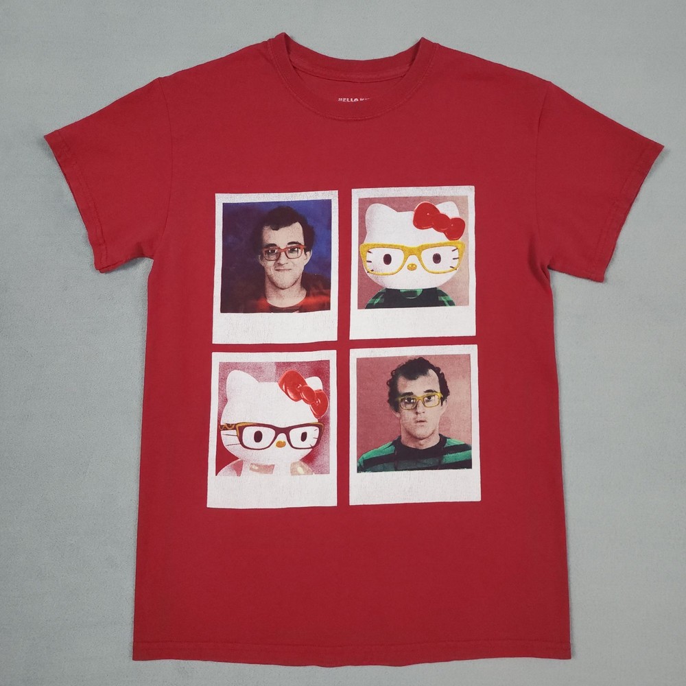 Hello Kitty Keith Haring Photo T Shirt Mens S Red Graphic Art Collab Sanrio