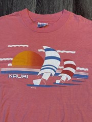 Hanes Fifty-Fifty Mens XL Pink Kauai Sailboat Graphic Crew Neck Short Sleeve Tee