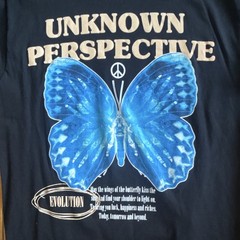 Fasthouse Men’s M Black Crew Neck Short Sleeve Graphic Tee Blue Butterfly
