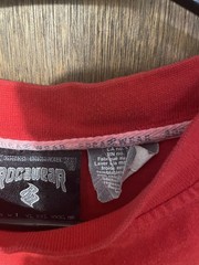 Vintage Rocawear Logo T Shirt Mens XXL Red Big Logo Y2K Hip Hop Streetwear Tee