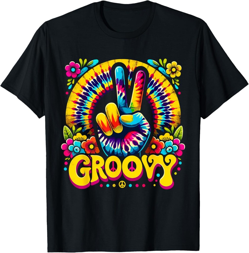 Tie Dye Groovy Peace Sign Hippie T-Shirt