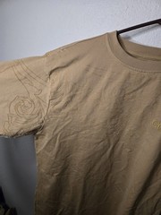 Coogi T Shirt Mens XL Tan Embroidered Logo Front Back Textured Pattern