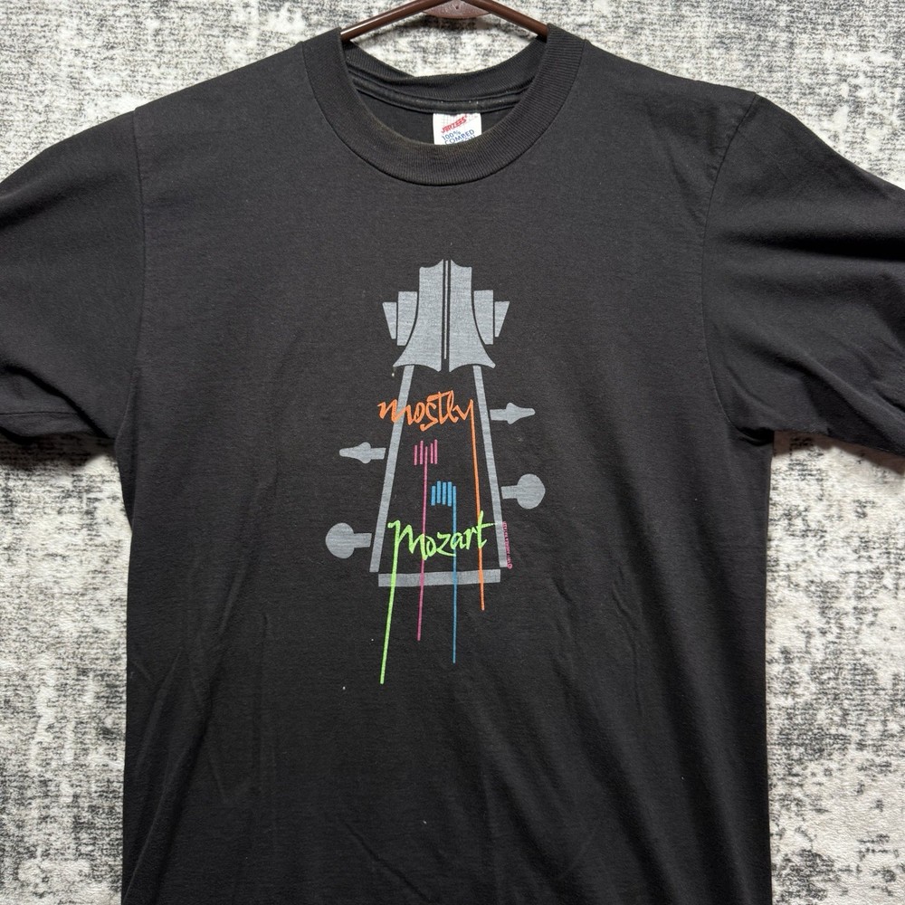 Vintage 90s Y2K Mostly Mozart Art Tee Shirt Mens Medium Unique Artist Composer