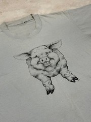 Rare Vintage Smiling Pig / Pig Butt Double Sided Single Stitch Shirt Size L