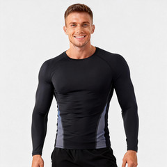 2 Packs Athletic Long Sleeve Compression Shirts Dry Fit Sports Gym Shirts Blue