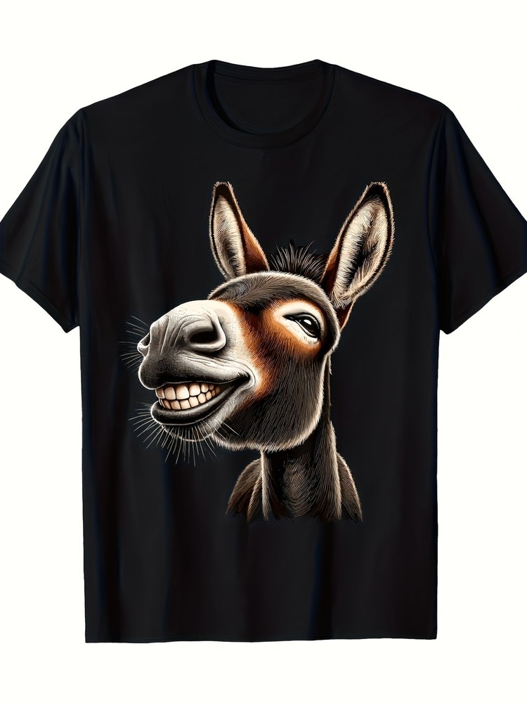 Men’s Funny Donkey Print T Shirt Quick Dry Breathable Lightweight Wrinkle Free