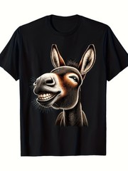 Men’s Funny Donkey Print T Shirt Quick Dry Breathable Lightweight Wrinkle Free