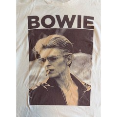 David Bowie Graphic T-Shirt Mens Large White Short Sleeve Rock Band Tee Portrait