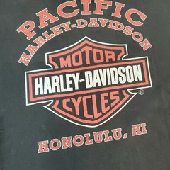 VTG Harley Davidson Motorcycle Sz XL Black Eagle USA Flag Pacific Hawaii