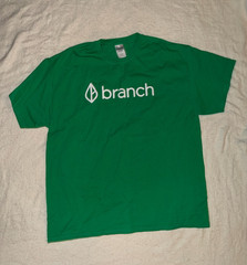 Branch Logo Green Graphic T Shirt XL Gildan Heavy Cotton Short Sleeve Tee