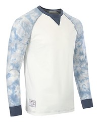 ZIMEGO Men’s Crewneck Raglan Long Sleeve Shirt with Color Block Tie Dye Sleeve