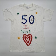 50 Is Nifty Shirt Mens Medium White 50th Birthday Party Graphic Tee Novelty