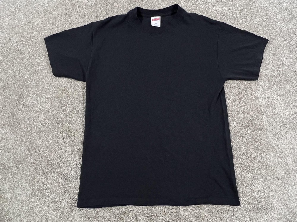 VINTAGE Soffe Shirt Mens Medium Black Blank 100% Cotton Basic Tee 90s