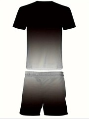 Men’s Casual 2pcs Set, “BALANCE” Gradient 3D Print, Crew Neck T-shirt & Short