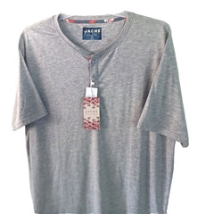 Jachs Signature Soft Touch Henley Shirt 3XL Gray Short Sleeve 3 Button NWT