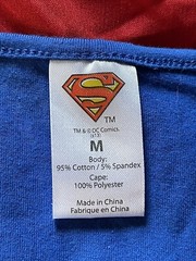 Superman T-Shirt Dress with Cape Size M 32 Inches Long