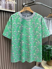 Men Camouflage Tie Dye Cotton Crew Neck T-Shirt Short Sleeve Casual Summer Tee
