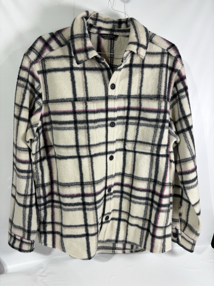 Alpine Designs Black Cream Plaid Heavyweight Shacket Jacket L Outdoors Warm