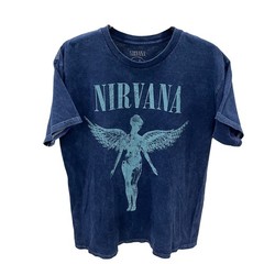 Nirvana In Utero T Shirt Size Large L Blue Acid Wash Mineral Wash Graphic Tee
