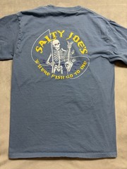 Salty Joes Long Sleeve T Shirt M Blue Skeleton Fishing Graphic Beach Outdoor